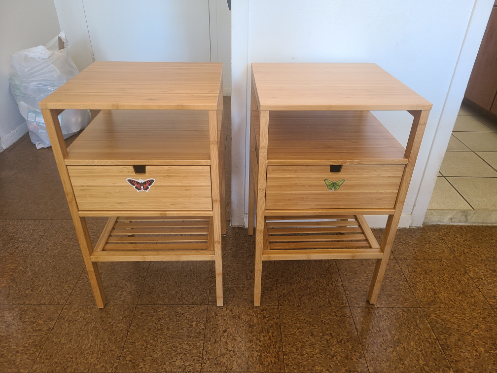 Pair of Bamboo Nightstands with Drawers - photo 2