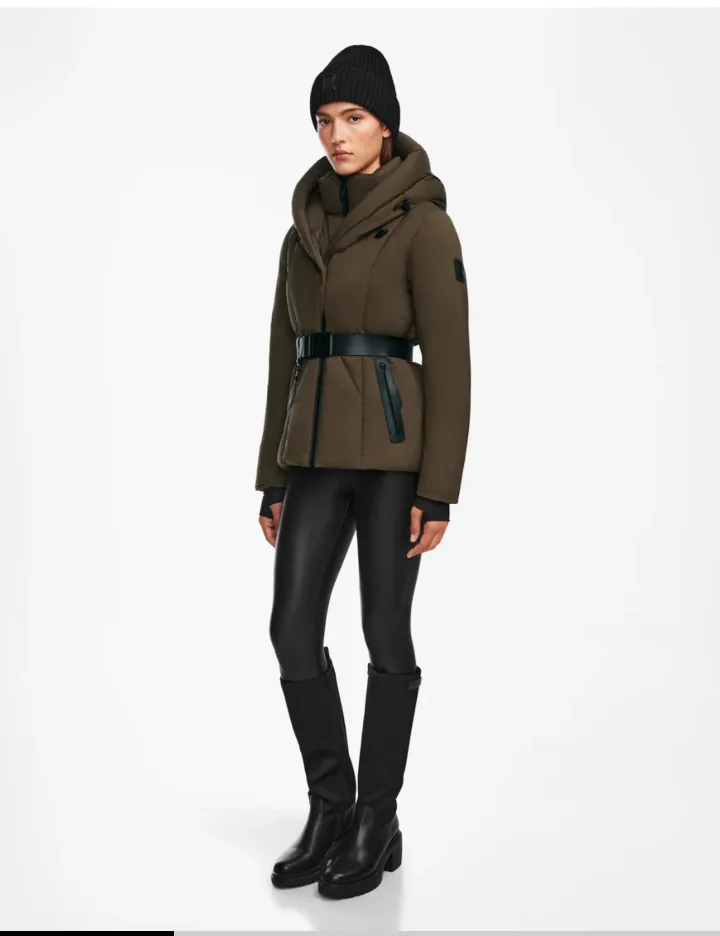 Rudsak Women's Olive Green Down-Filled Belted Jacket image indicator(4)