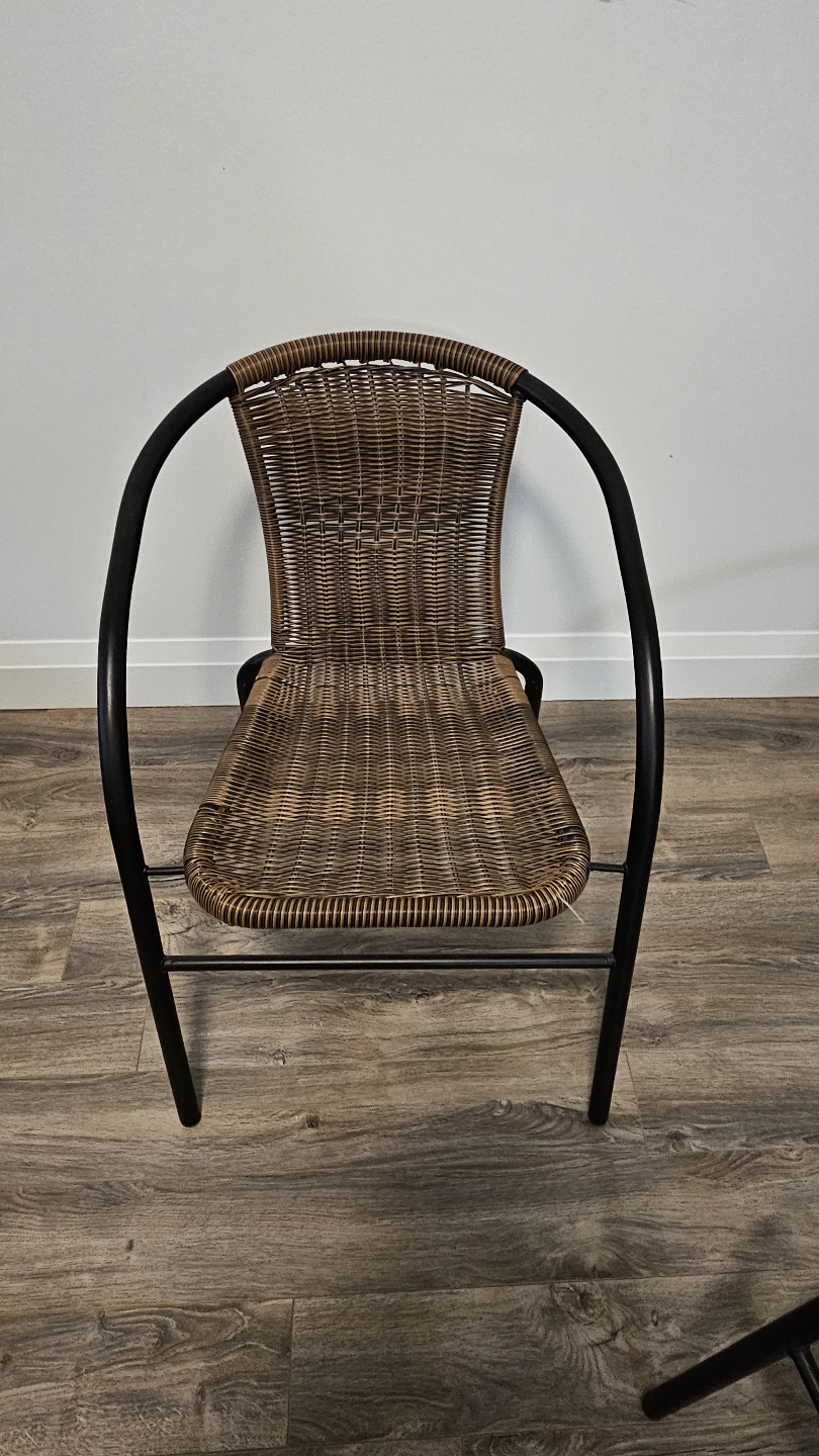Wicker Patio Chair with Black Metal Frame - photo 3