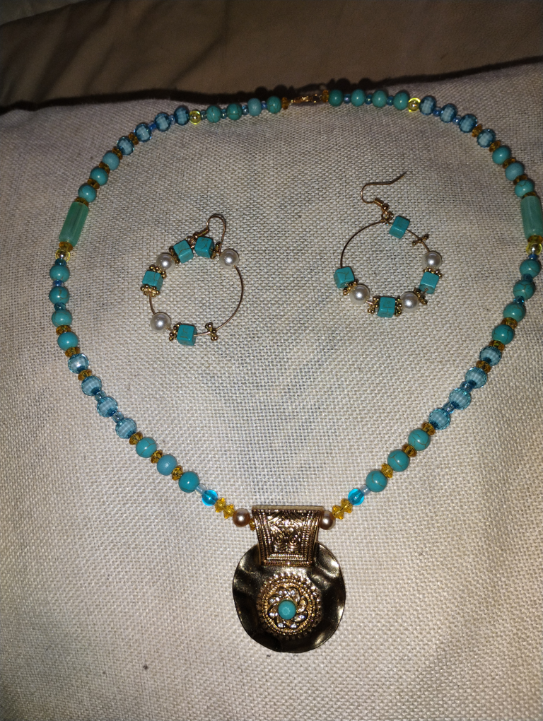 Beaded Necklace and Earrings Set