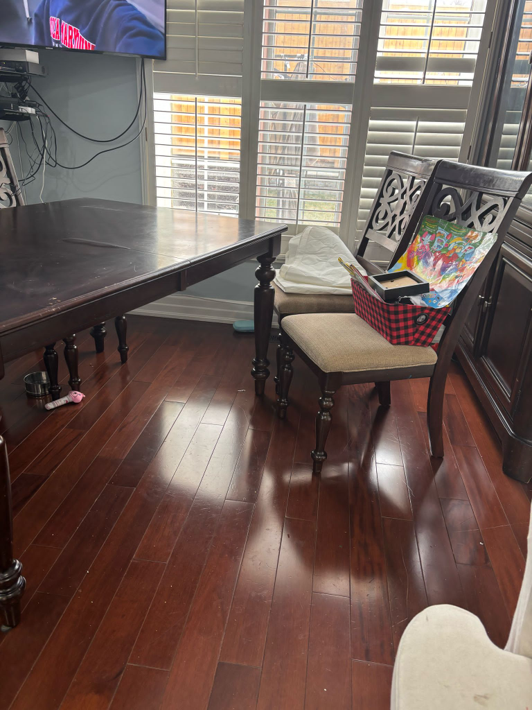 Dark Brown Wooden Dining Table with Five Chairs - photo 2