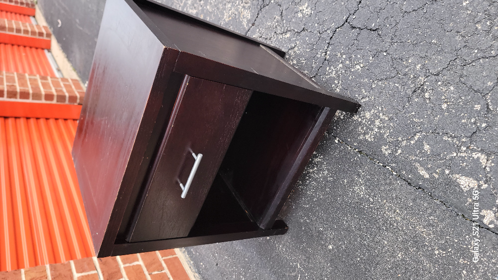 Dark Brown One Drawer Nightstand - photo 4