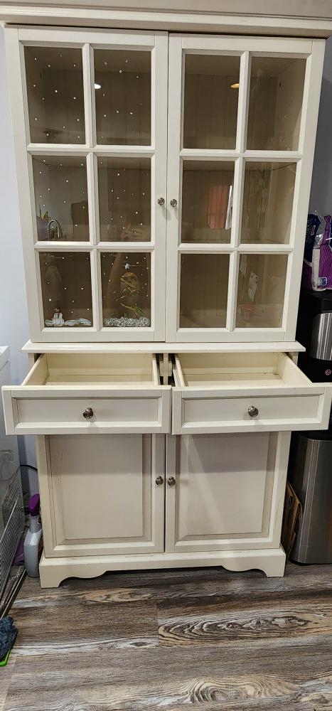 White Wooden China Cabinet with Glass Doors - photo 2