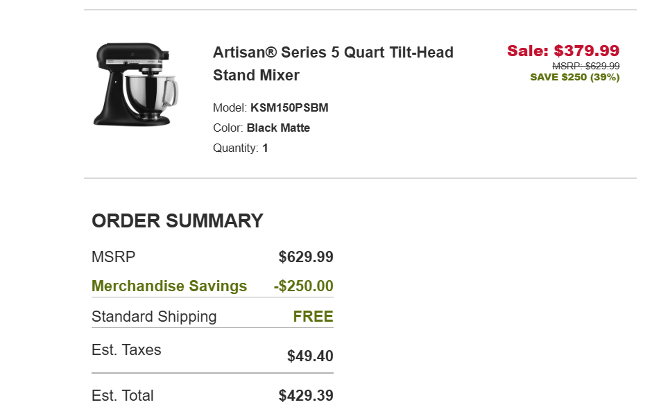 KitchenAid Artisan 5-quart Tilt-Head Stand Mixer - Black Matte - photo 2