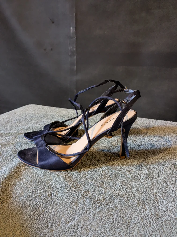 Ever New Navy Blue Satin Heels thumbnail