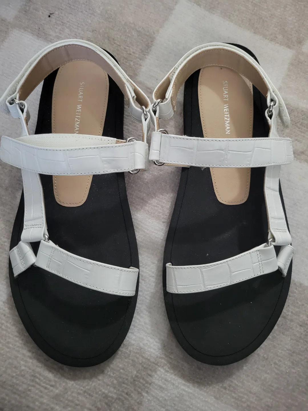 Stuart Weitzman White Leather Sandals thumbnail