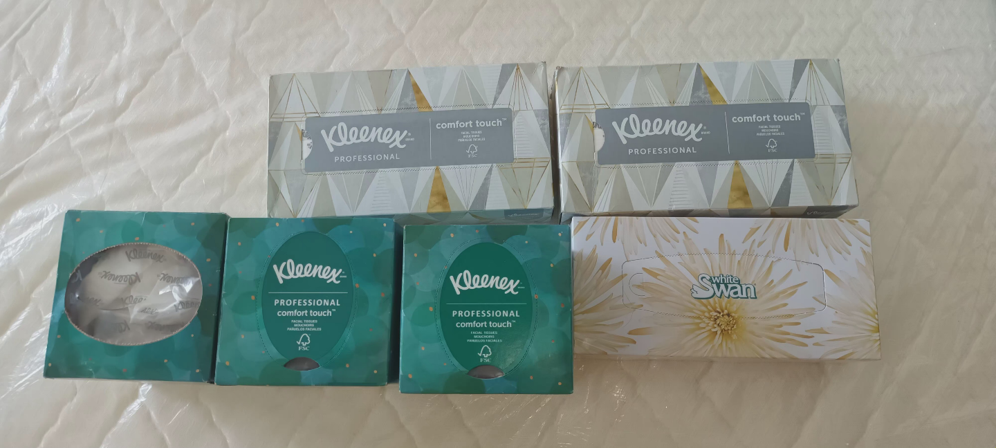 Bulk Kleenex and White Swan Facial Tissues