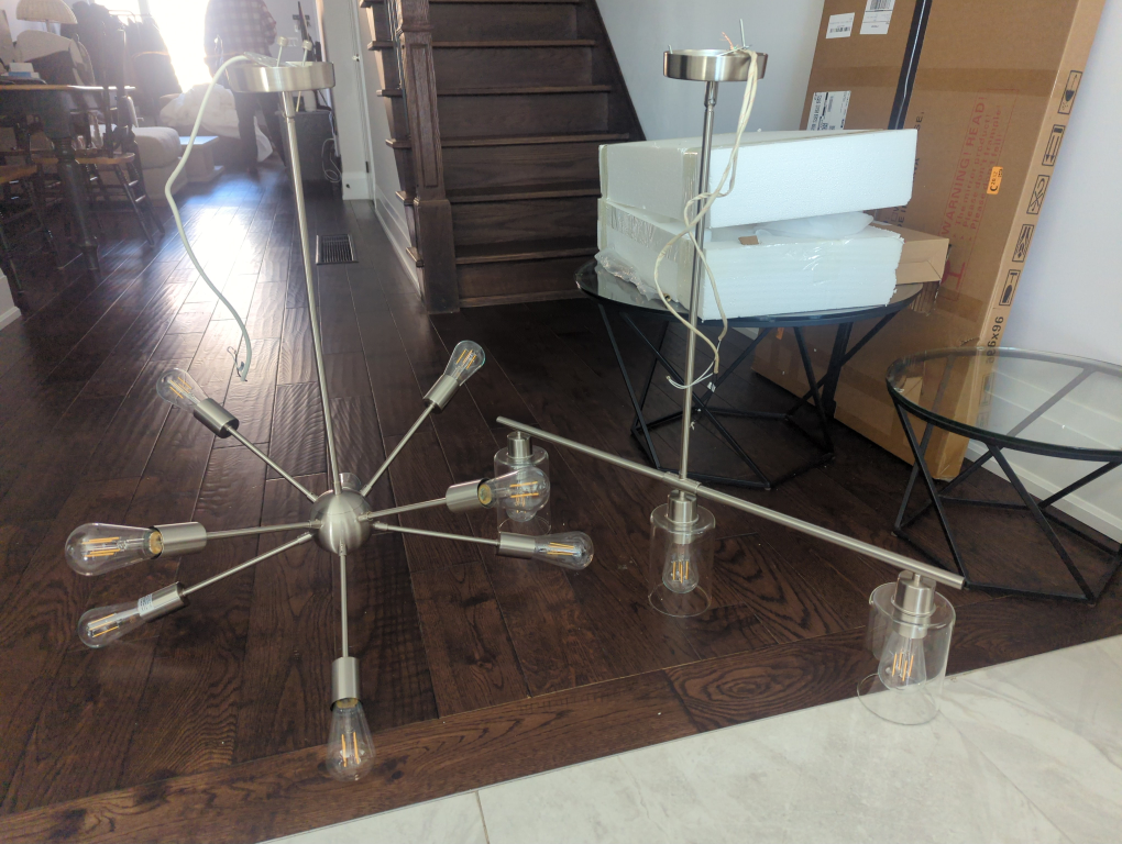 Two Modern Brushed Nickel Chandeliers - photo 2