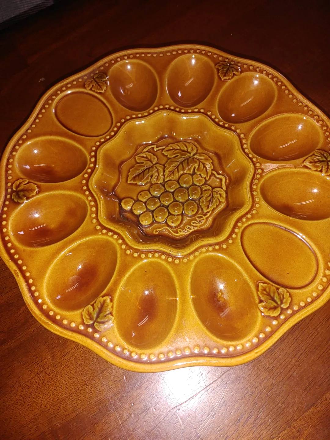 Vintage Brown Ceramic Egg Plate thumbnail