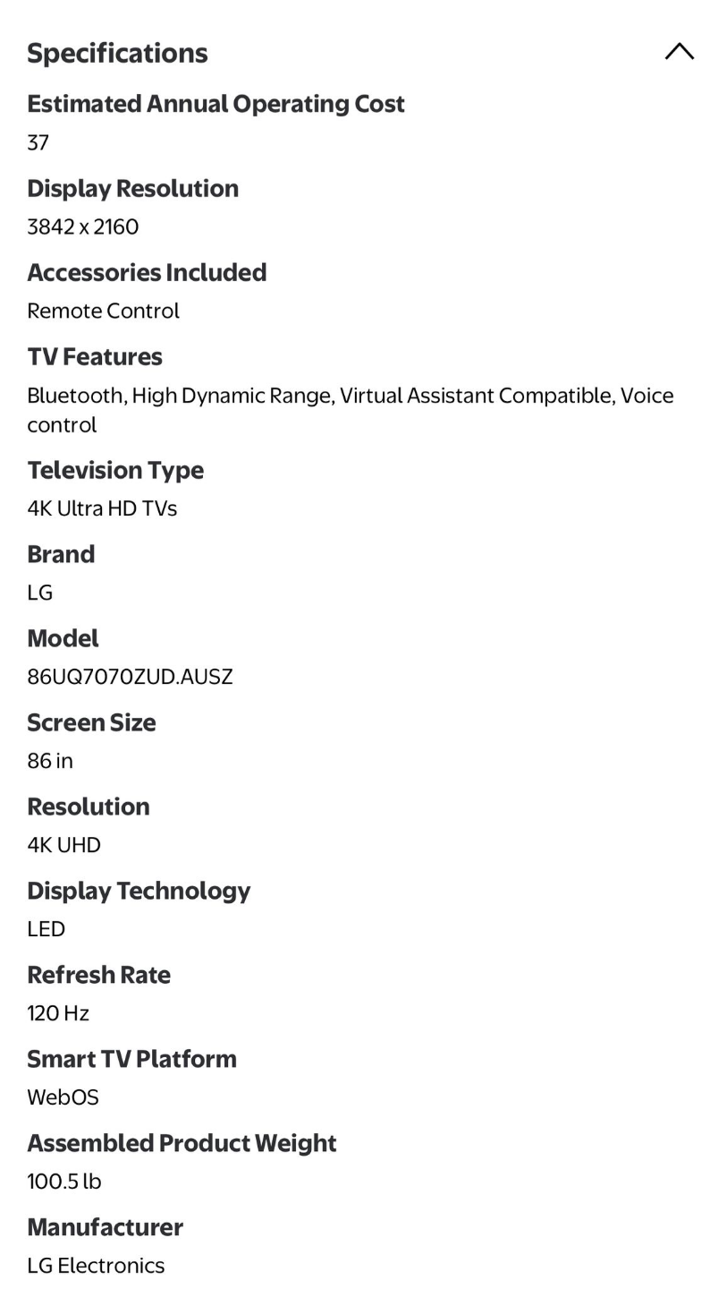 LG 86 inch 4K UHD Smart TV - 86UQ7070ZUD.AUSZ - photo 3