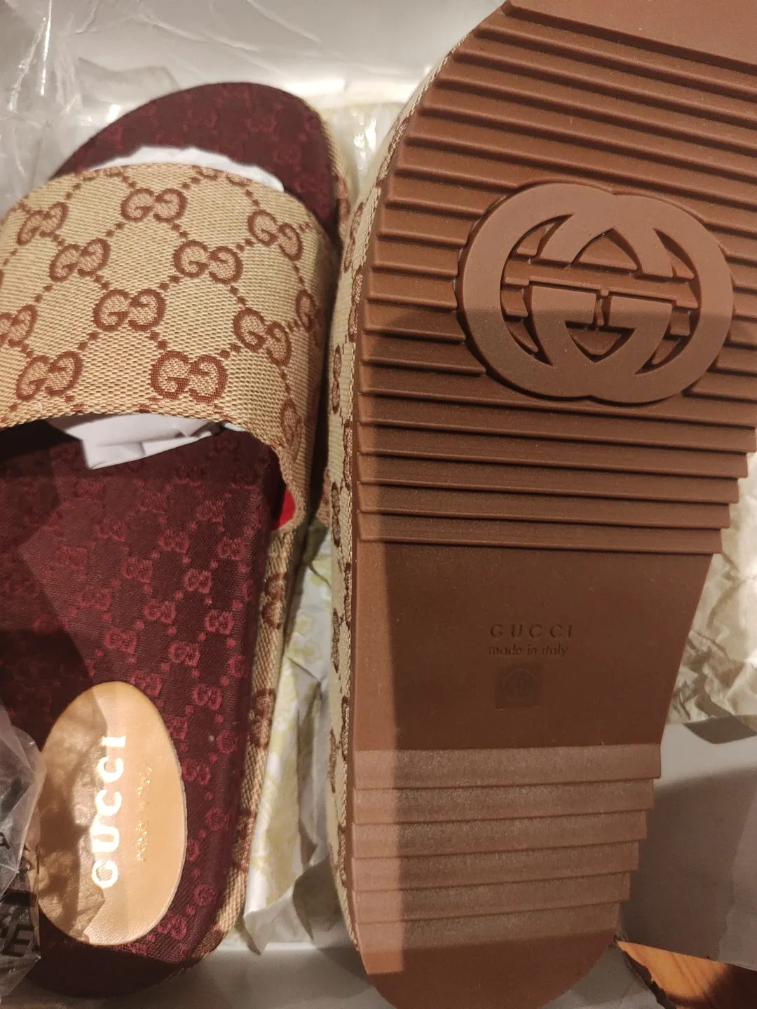 Gucci Slides - Brown and Beige GG Pattern image indicator(2)