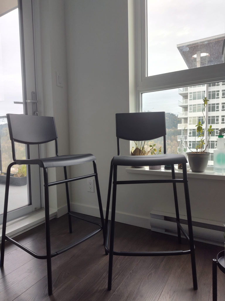 Pair of Black Counter Height Stools - photo 2
