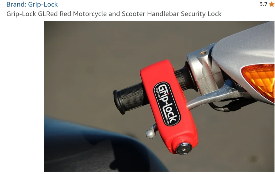 Grip-Lock GLRed Motorcycle and Scooter Handlebar Security Lock