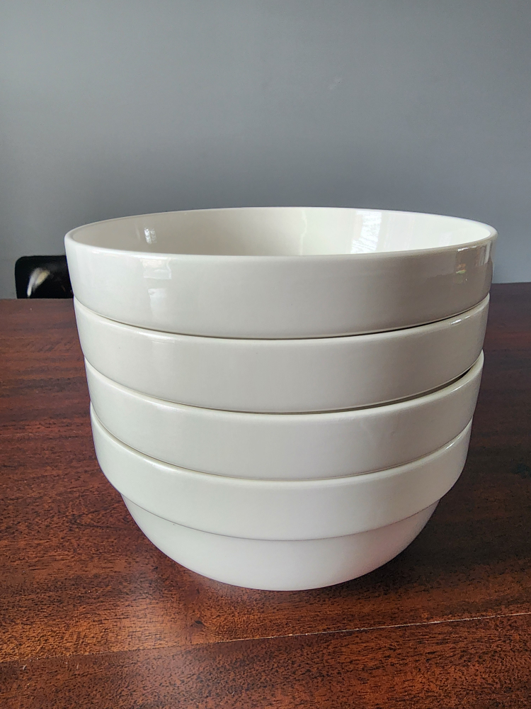 Moving Sale- Set of four white ceramic bowls