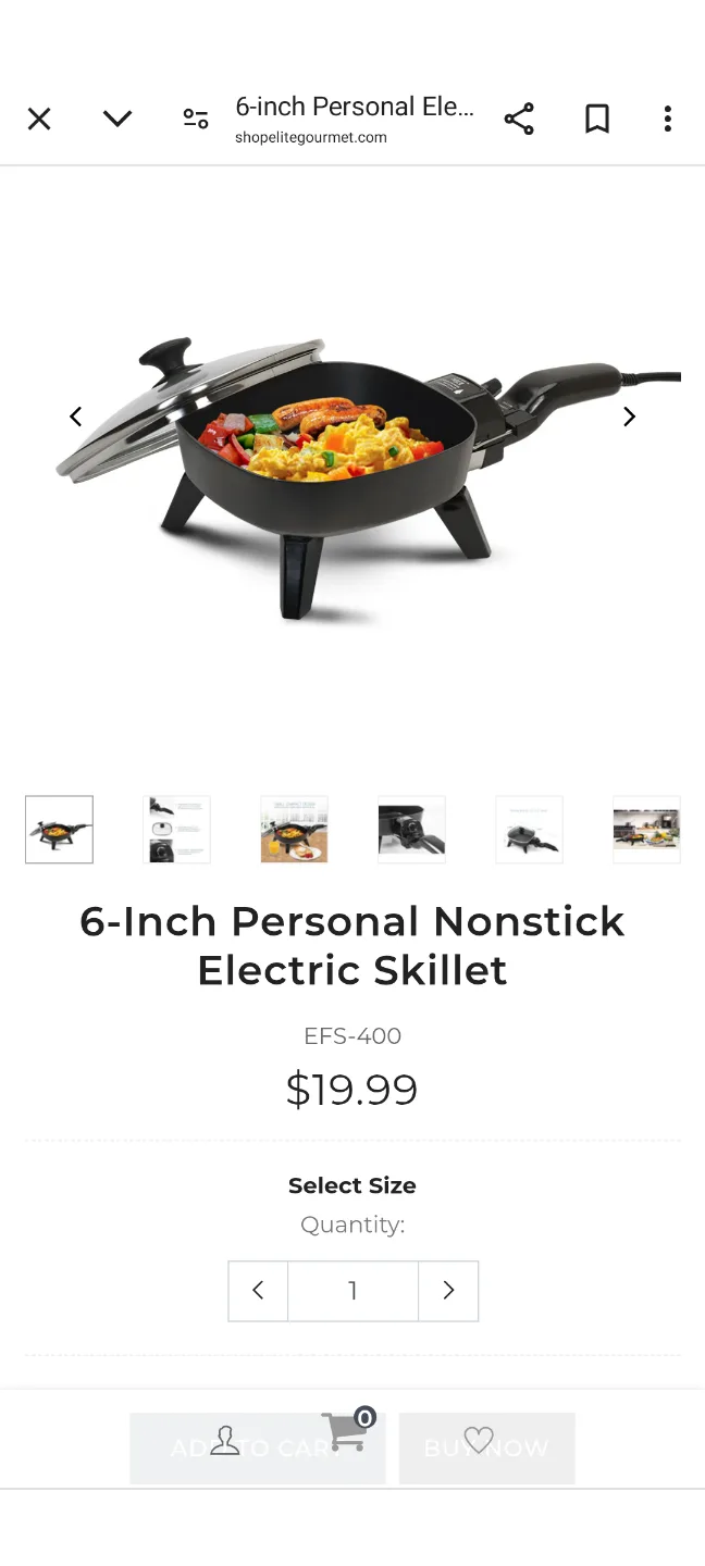 Elite Gourmet 6-Inch Personal Electric Skillet thumbnail