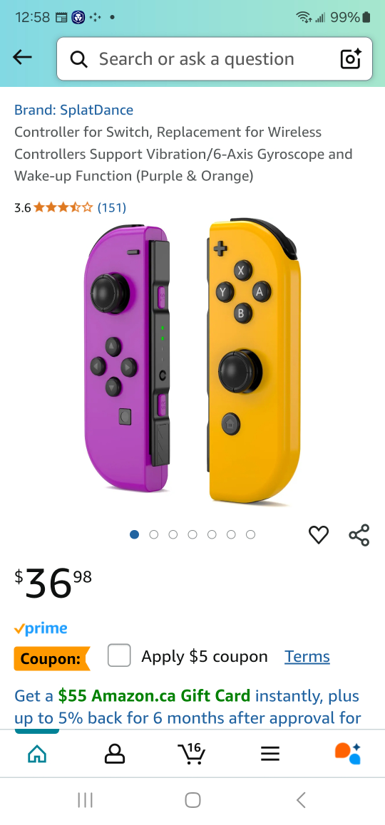 Splatoon Dance Wireless Switch Controllers - Purple & Orange - photo 2