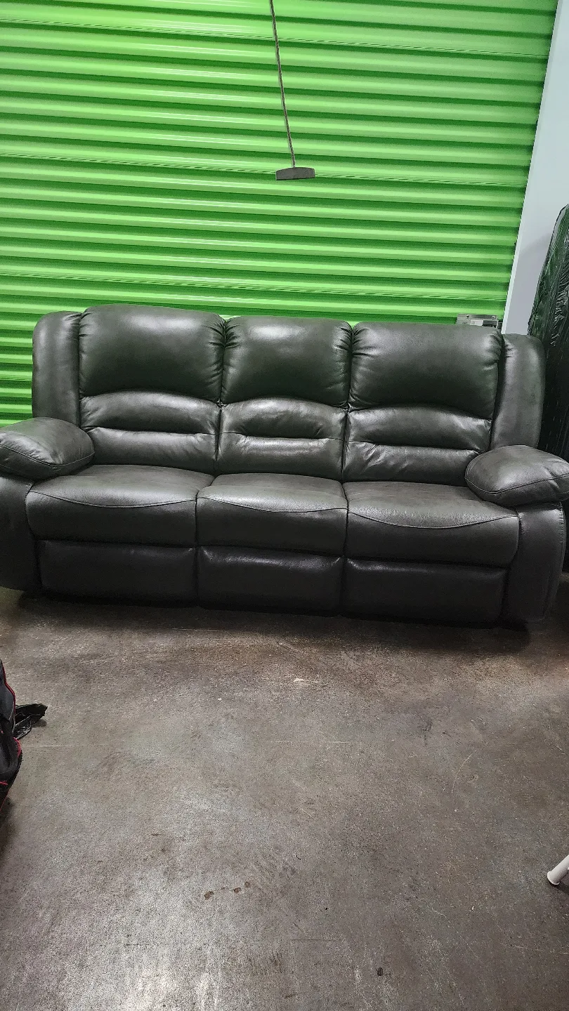 Dark Grey Leather Recliner Sofa and Loveseat Set image indicator(2)