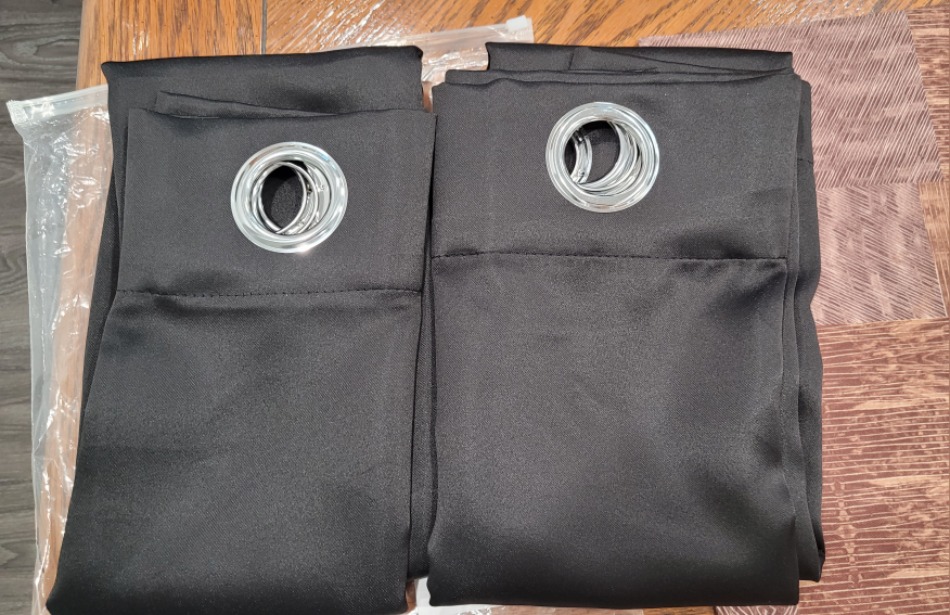Pair of Black Grommet Blackout Curtains 36x45 Inches