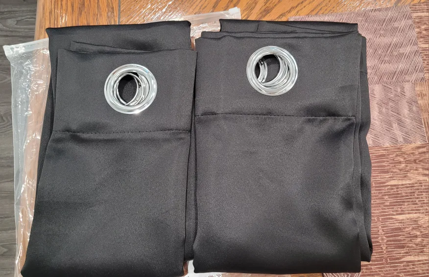 Pair of Black Grommet Blackout Curtains 36x45 Inches thumbnail