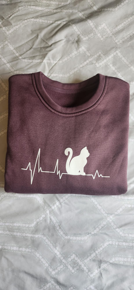 Burgundy Cat Heartbeat Crewneck Sweatshirt - Size Medium - photo 4