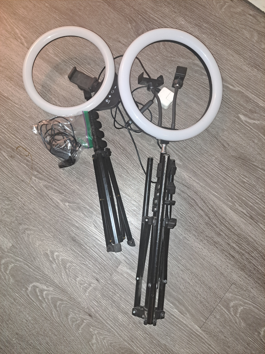 Two Ring Lights with Stands and Accessories