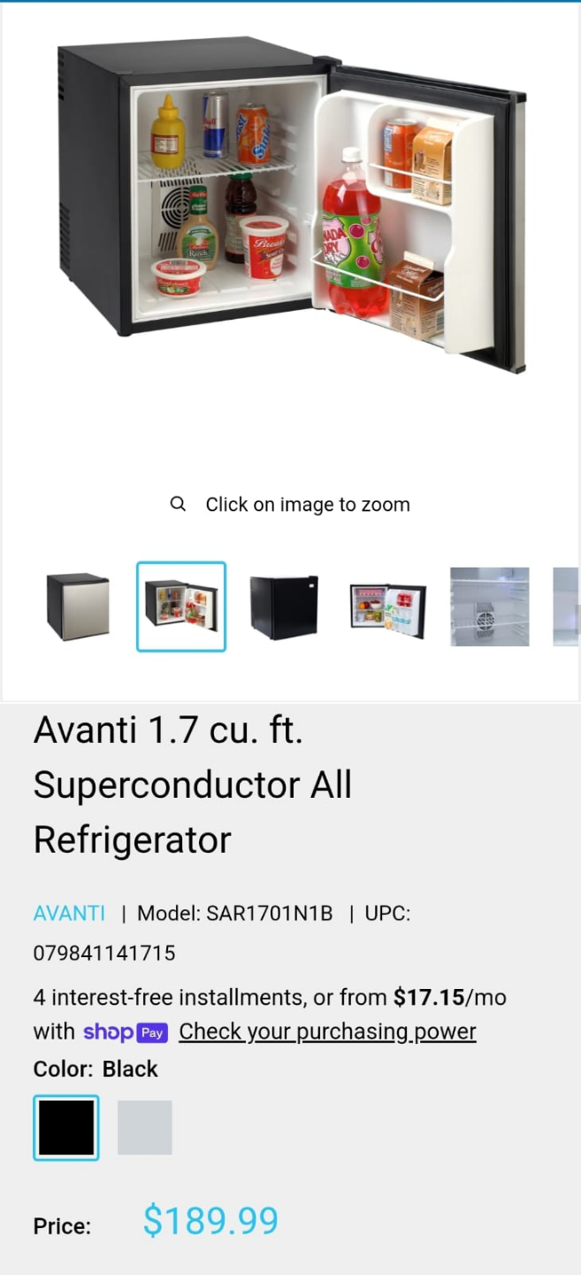 Avanti 1.7 cu. ft. Mini Refrigerator - Black & Stainless Steel - photo 2