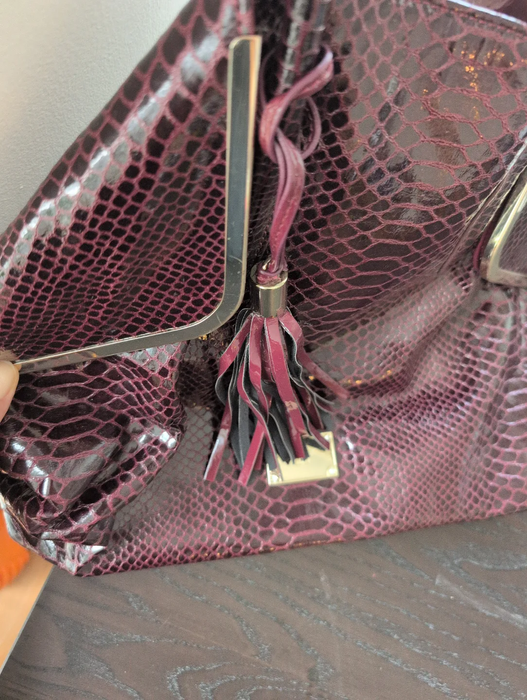 Purple / Burgundy Snakeskin Shoulder Bag image indicator(6)