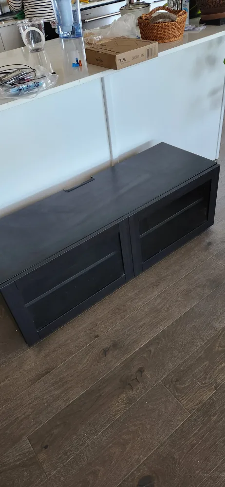 Black TV Stand with Glass Doors image indicator(2)