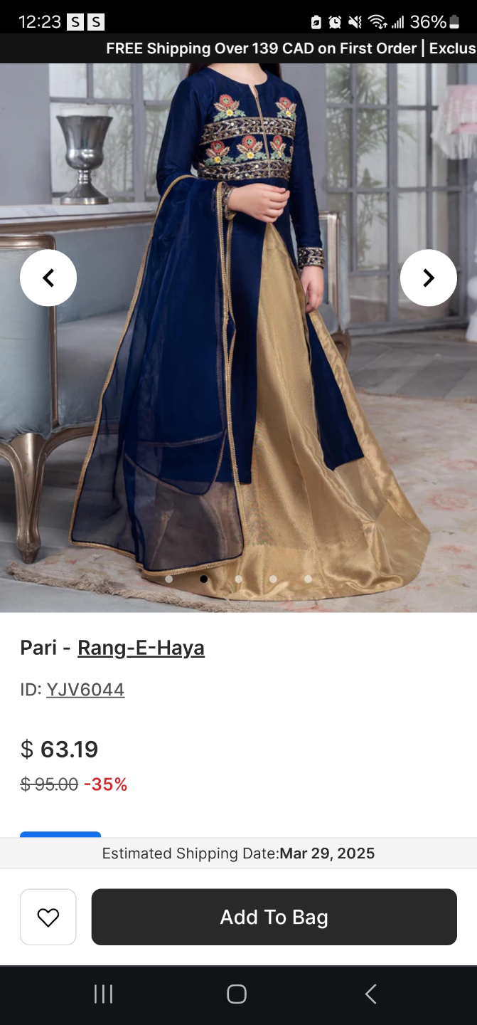 Girls Blue and Gold sharara set
