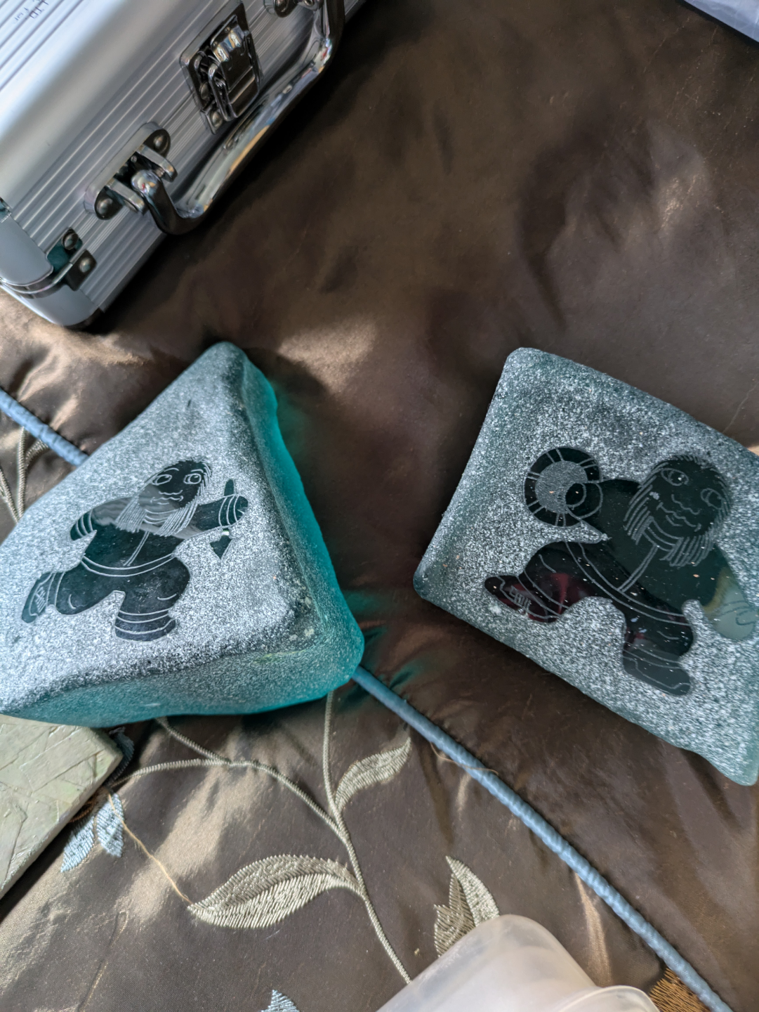 Pair of Inuit-inspired soapstone carvings
