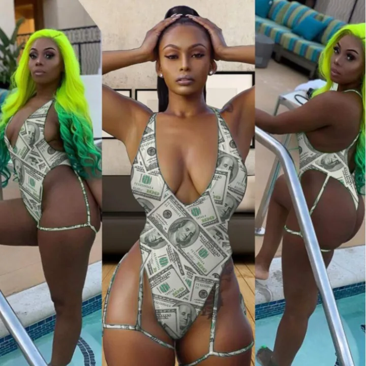 NEW!   Money Print Thong One-Piece Swimsuit image indicator(2)