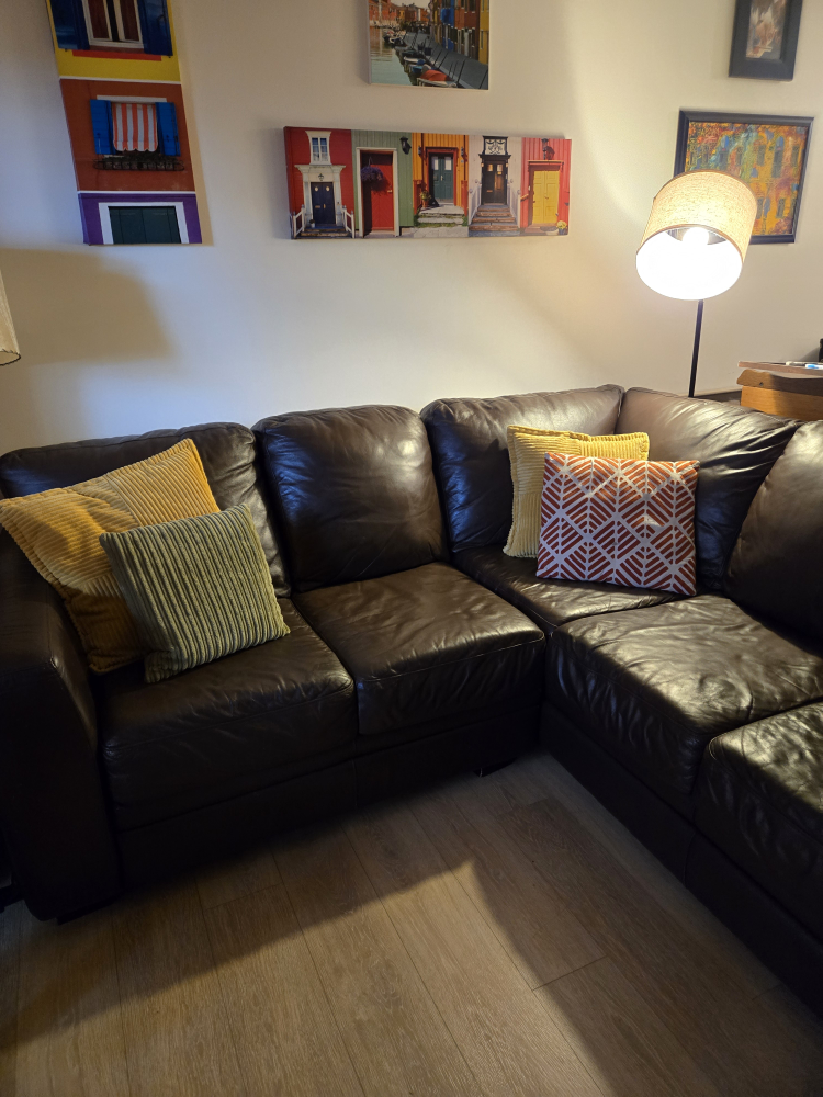 Brown Leather Corner Sectional Sofa - photo 5