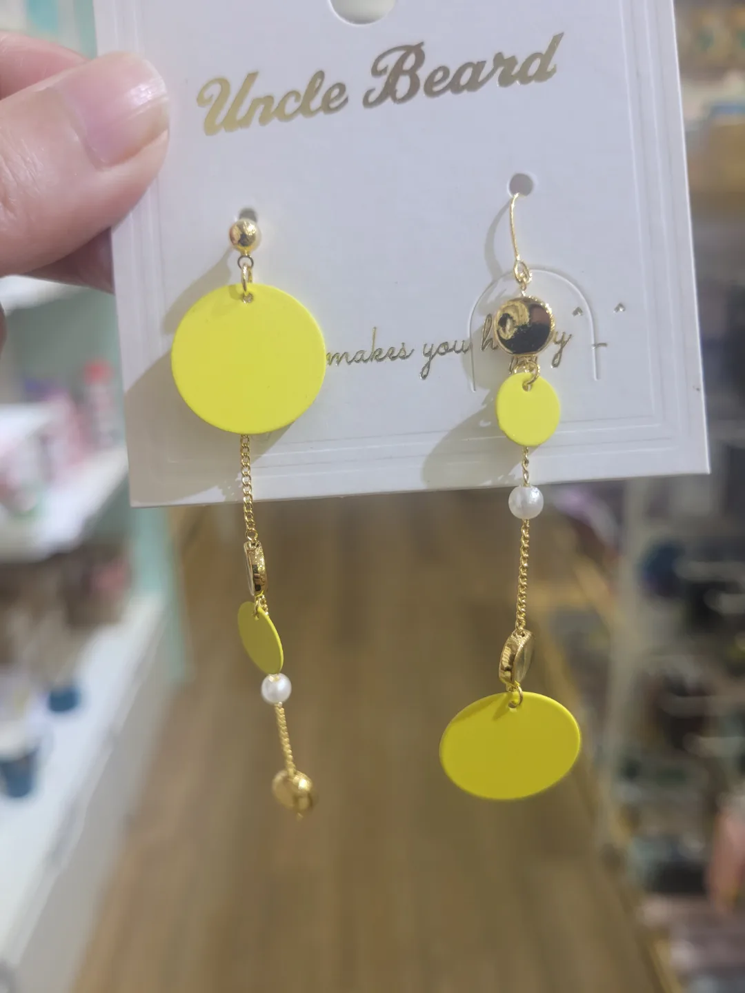 Uncle Beard Dangle Earrings - Yellow, Purple, Pink thumbnail