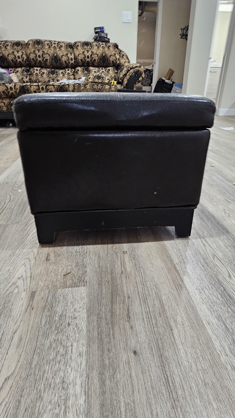 Black Leather Storage Ottoman