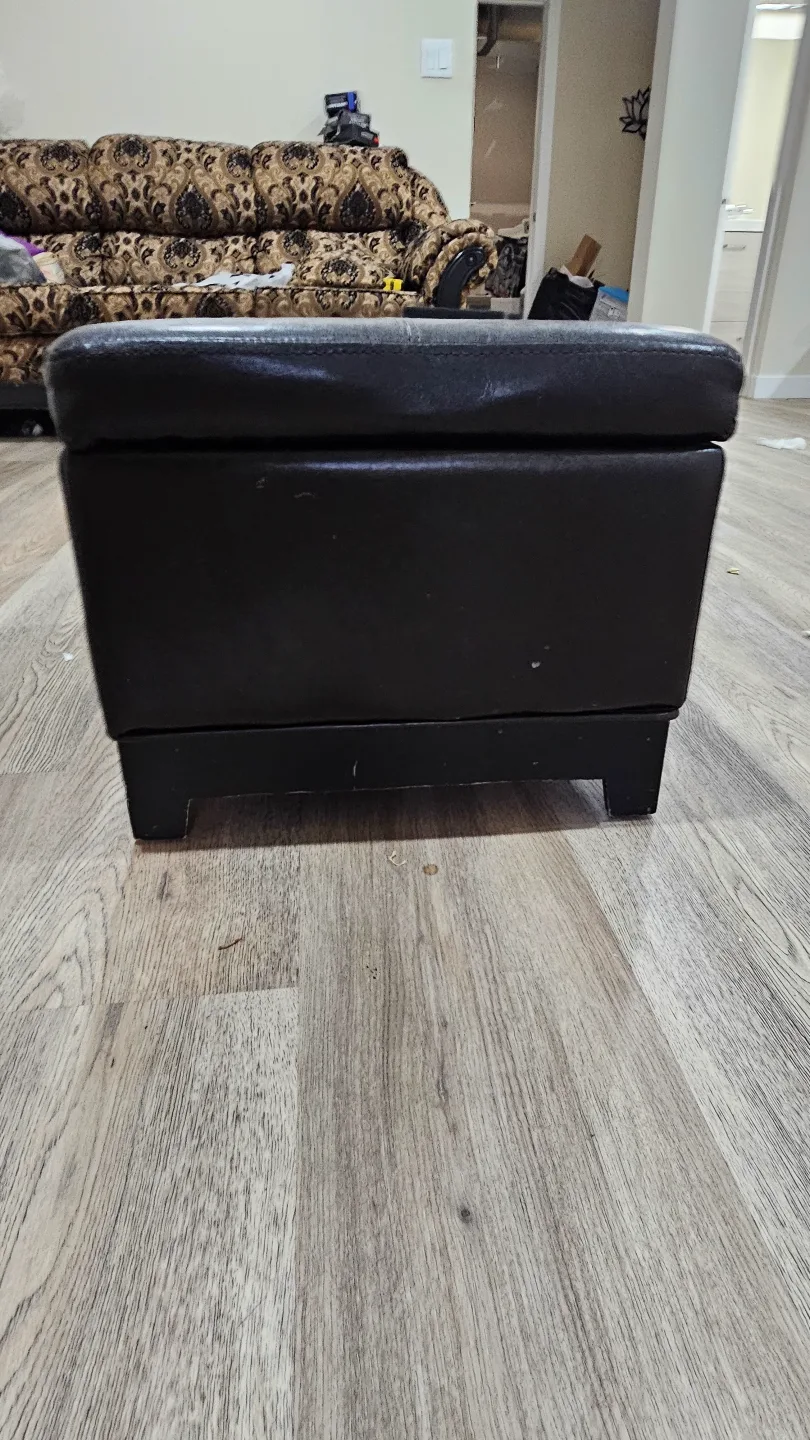 Black Leather Storage Ottoman thumbnail