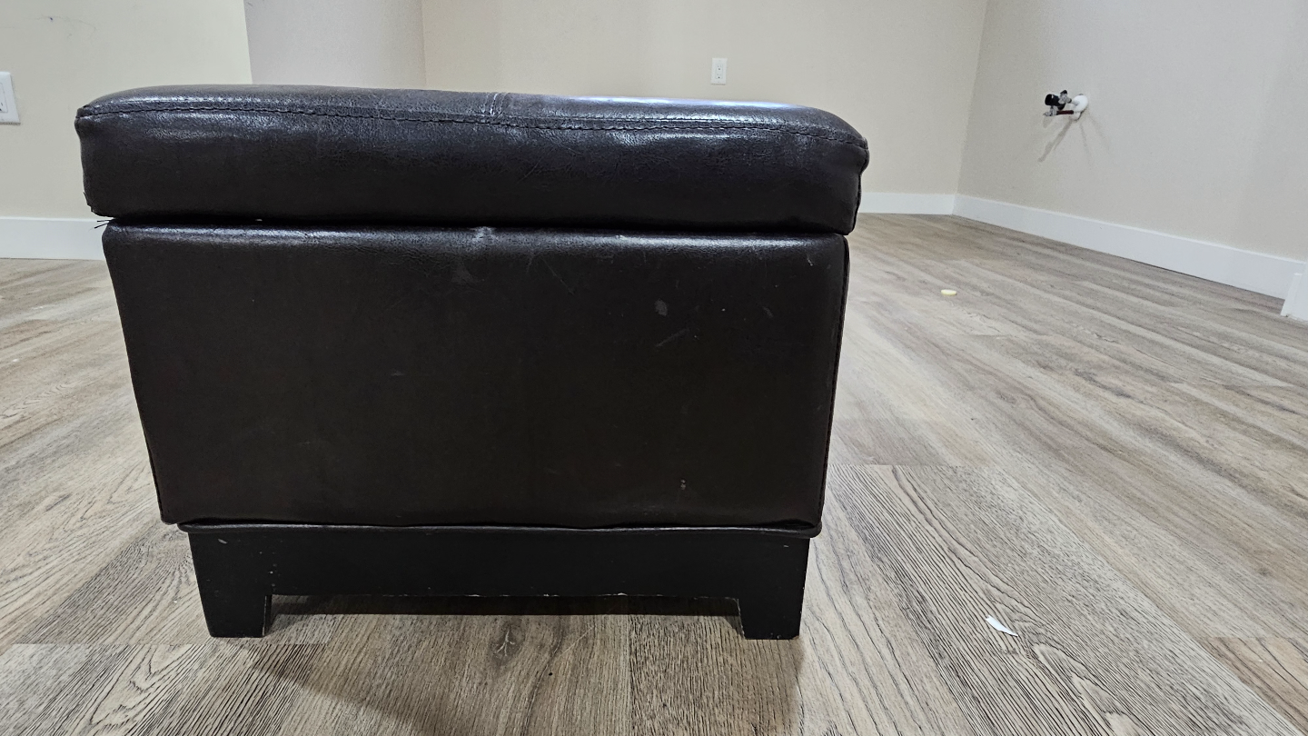 Black Leather Storage Ottoman - photo 3