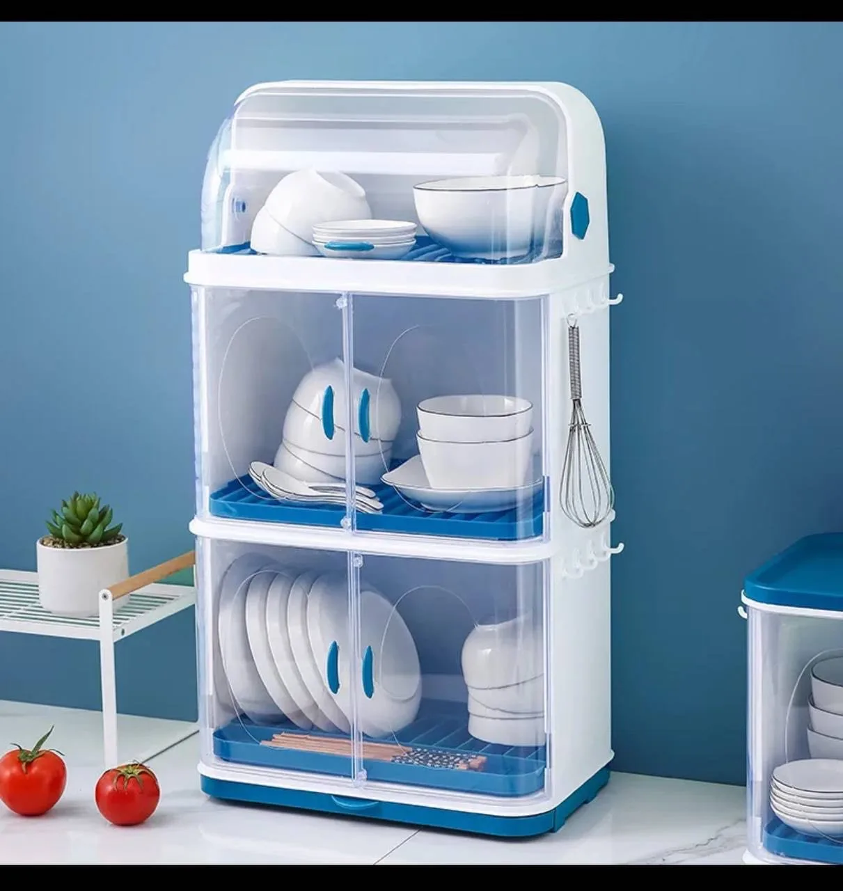 Three -Tier Dish Drying Rack with Cabinet image indicator(2)