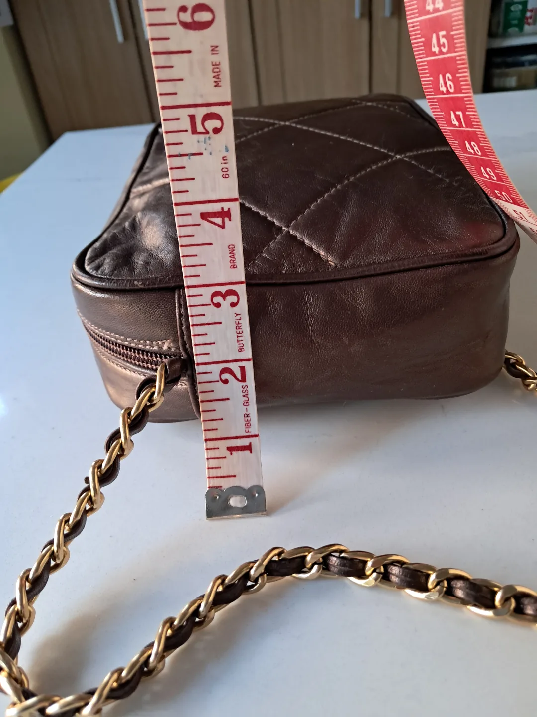 💚Vintage Metallic Brown/Bronze  Leather Shoulder Bag image indicator(7)