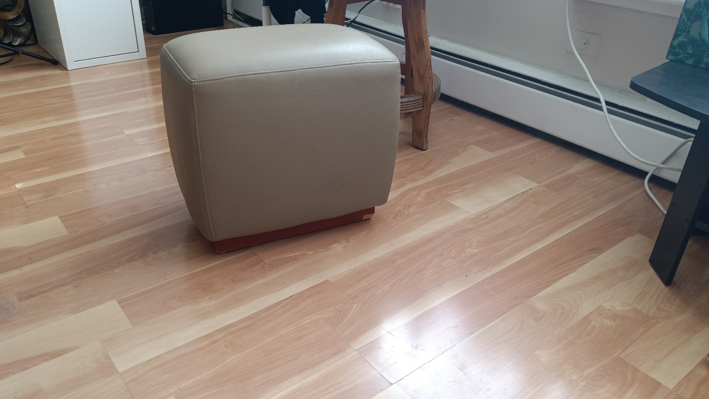 Beige Leather Ottoman