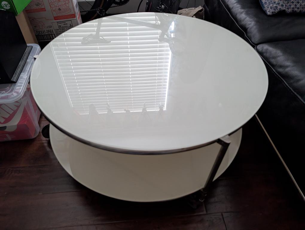 Two-tiered rolling side table