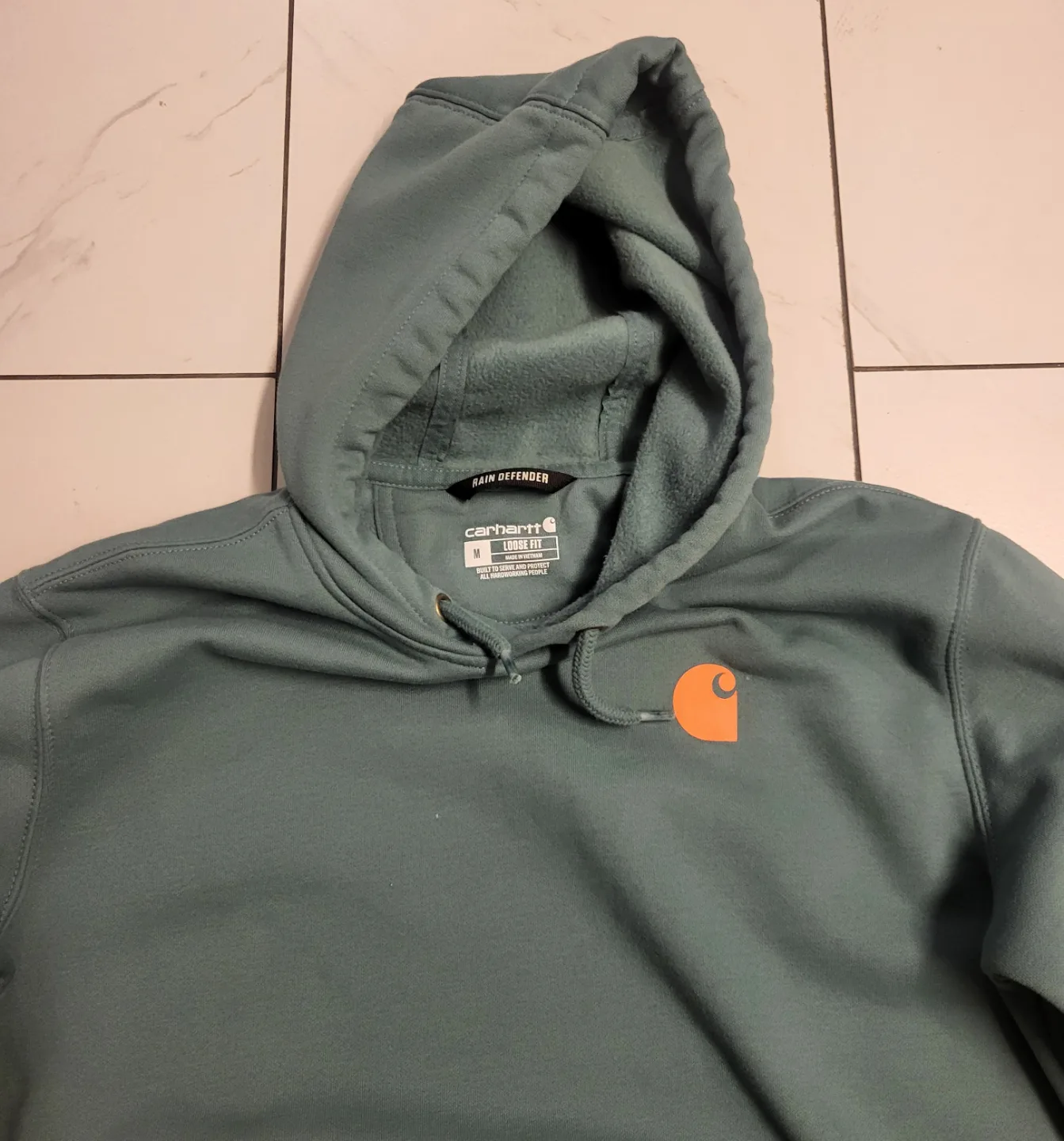 Carhartt WIP Rain Defender Hoodie Teal/Orange Sz M image indicator(3)