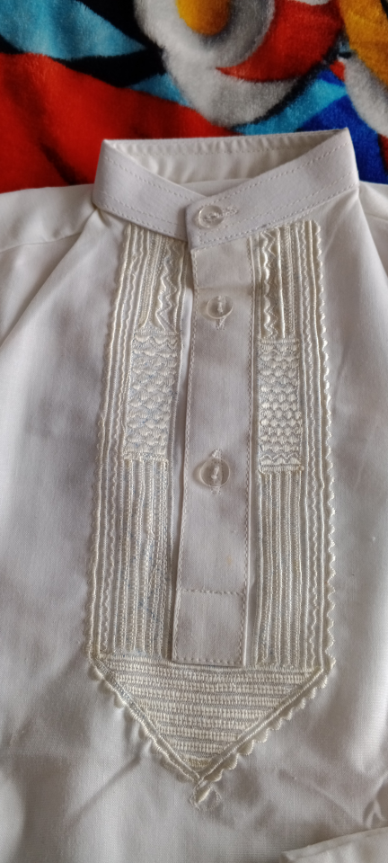 Boys' White Embroidered Kurta Pajama Set - photo 2