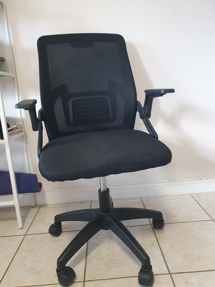 Black Mesh Office Chair with Adjustable Arms