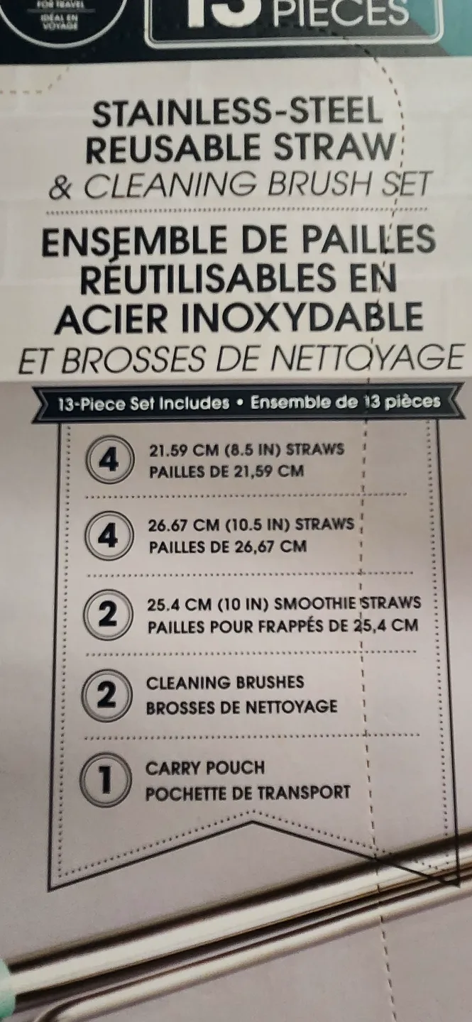 13-Piece Stainless Steel Straw Set & Cleaning Brushes image indicator(7)