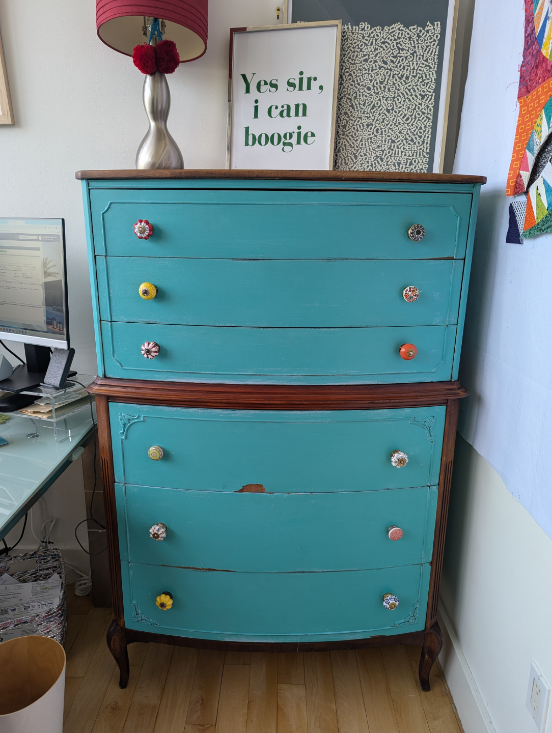 Vintage Teal Chest of Drawers