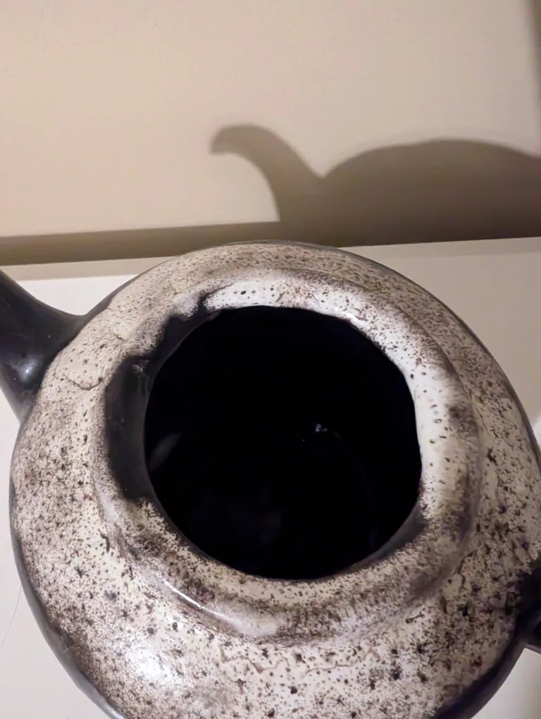 Vintage Ceramic Teapot - Black and White Glaze image indicator(2)