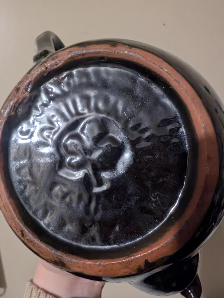 Vintage Ceramic Teapot - Black and White Glaze image indicator(3)