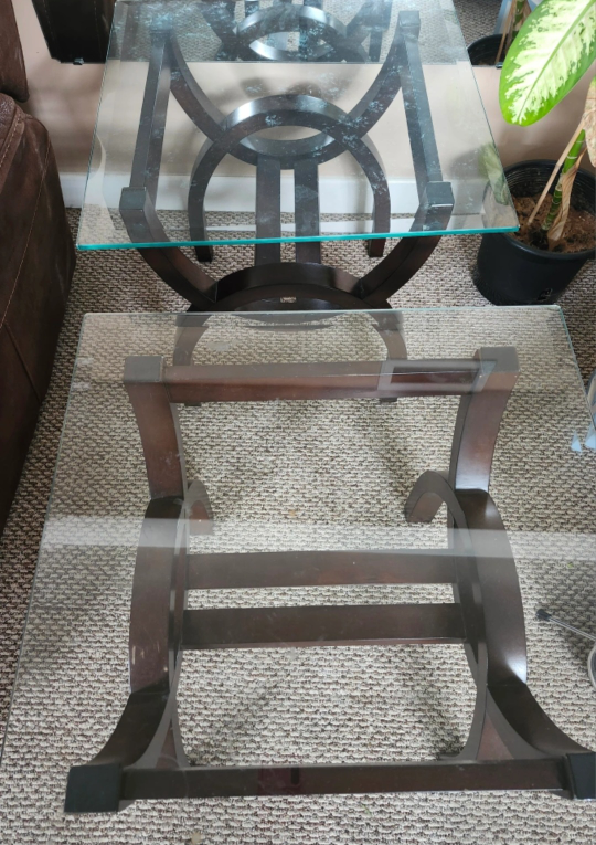 Set of three glass top coffee tables - photo 2