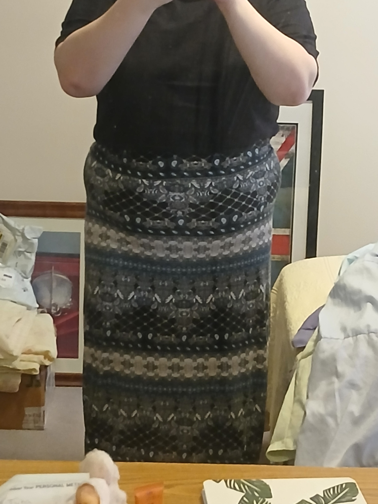 Women's Maxi Skirt, Size Plus, Black and Beige Pattern - photo 2