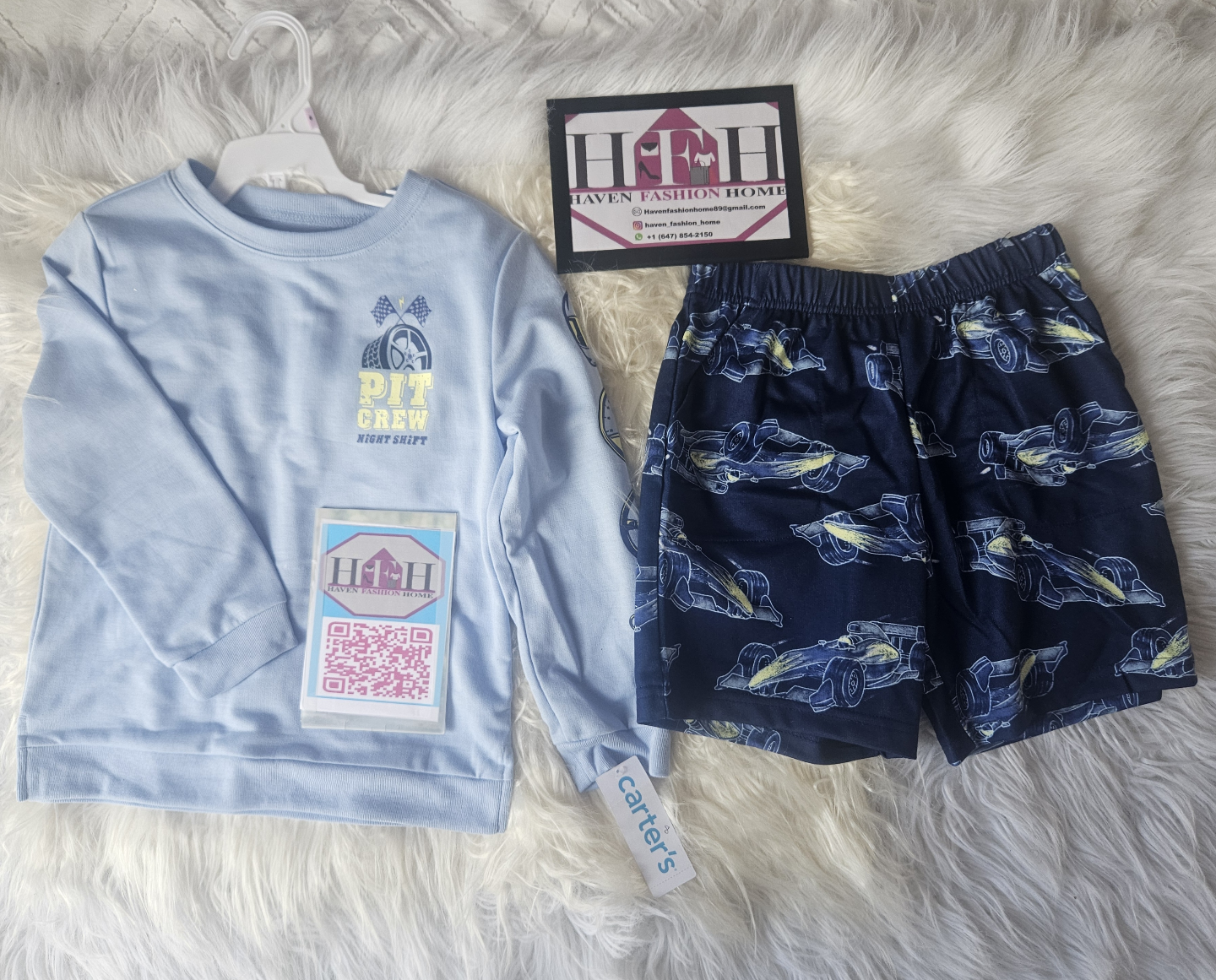 Carter's Boys' Pit Crew Nightshirt and Shorts Set